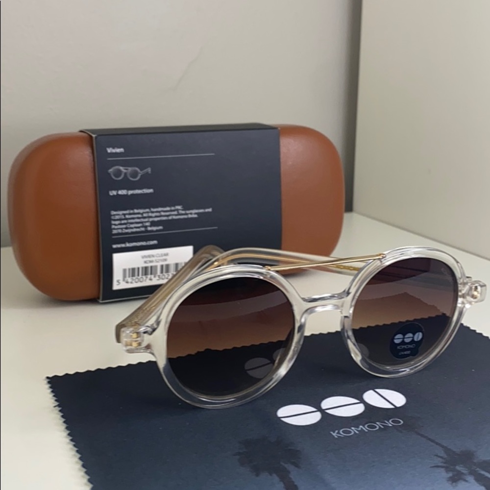 Komono Sunglasses NEW Vivien Clear round frame gold - Picture 6 of 16